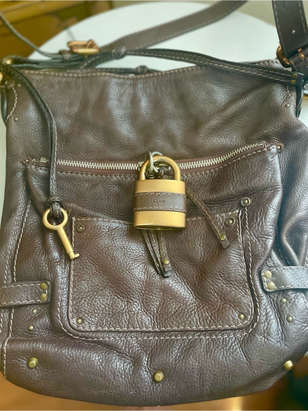 CHLOE OG VTG Y2K Paddington Philo Brown Leather Shoulder Bag Lock & Key RARE EUC - Picture 2 of 8